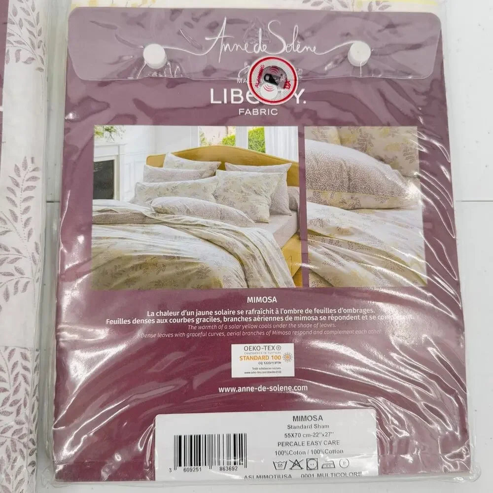 NWT Mimosa By Anne De Solene Floral QUEEN Duvet & Sham Set Percale Cotton - Picture 5 of 12